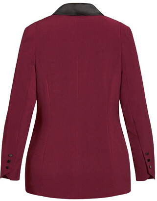 City Chic Tuxe Luxe Jacket - claret
