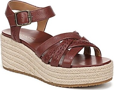 Vionic Dana Vegan Leather Wedge Espadrille Sandals