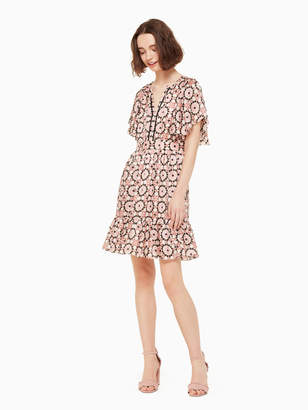 Kate Spade by the pool floral mosaic flutter dress