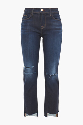 J Brand Distressed mid-rise straight-leg jeans - Blue - 24