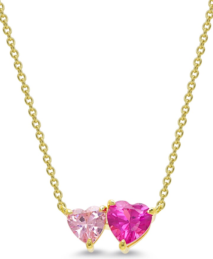 Lily Nily Kids' Double Hearts Cubic Zirconia Necklace