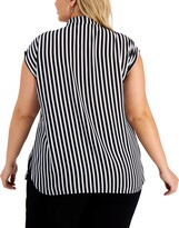 Thumbnail for your product : Bar III Trendy Plus Size Tie-Neck Striped Top, Created for Macy's