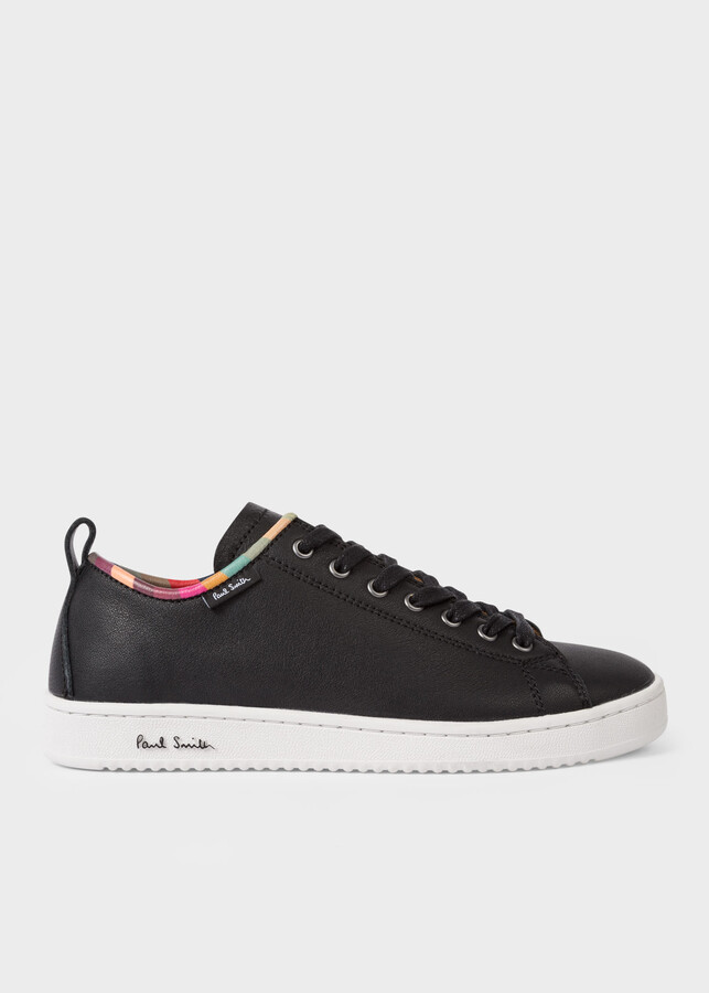 Paul Smith Women's Black Leather 'Miyata' Trainers with 'Swirl