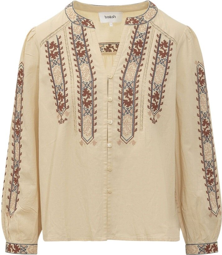 BA&SH Faustina Embroidered Buttoned Top