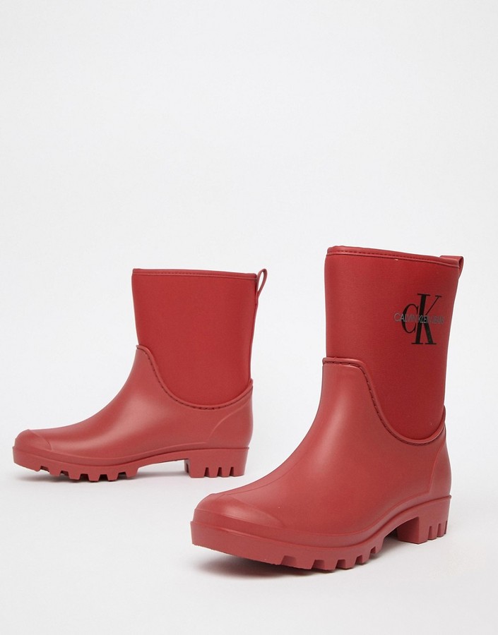 Calvin Klein Jeans Philippa red ankle wellington boots | Outfie