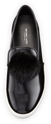 Michael Kors Eddy Mink Fur-Pompom Sneaker, Black