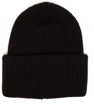 Moncler 2 1952 - Logo Virgin Wool Beanie Hat - Mens - Black