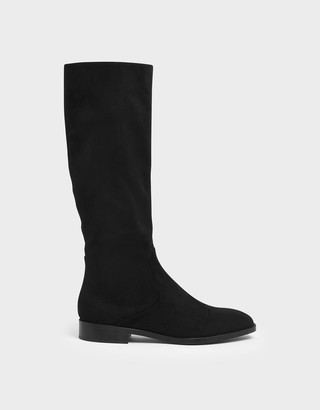 Charles & Keith Zip-Up Knee High Flat Boots