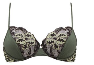 La Perla Adria Lace-panel Bra - Womens - Black Green