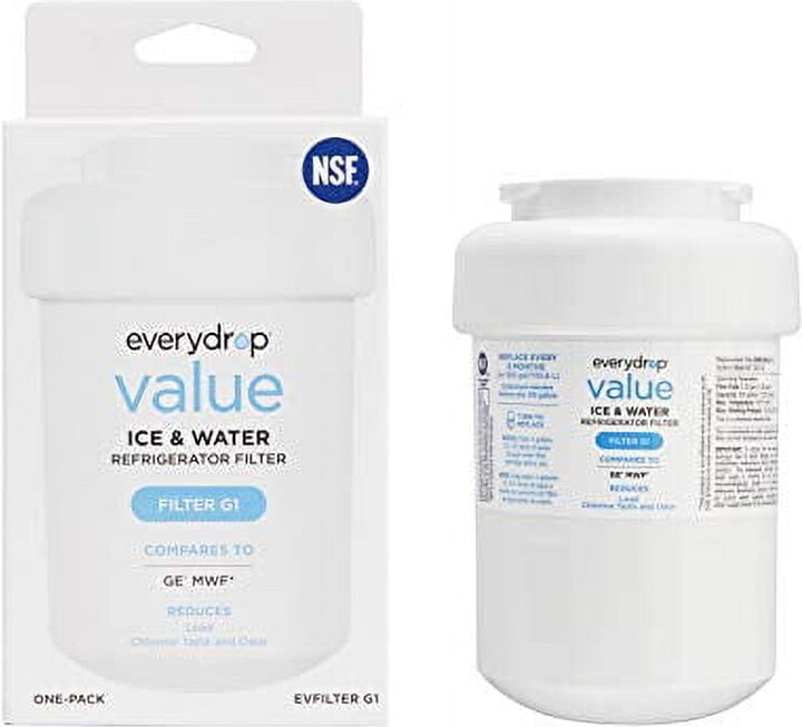 Everydrop Value by Whirlpool, Replacement Water Filter for GE MWF Refrigerator, EVFILTERG1, Single-Pack