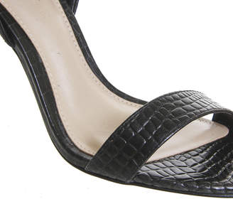 Office Midnight Strappy Ankle Tie Heels Black Croc Leather