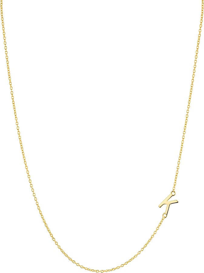 Argentovivo Asymmetrical Initial Necklace in 18K Gold-Plated Sterling Silver, 16
