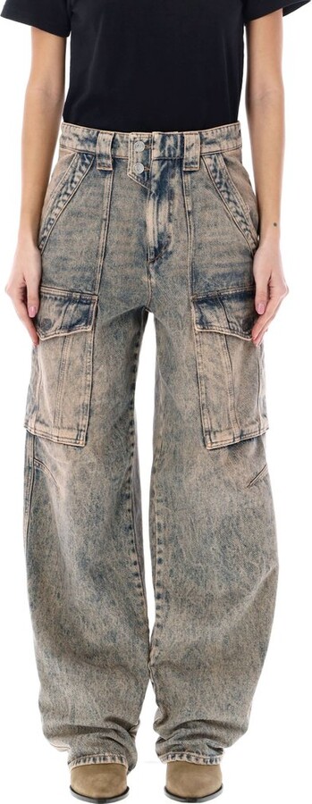 Etoile Isabel Marant Heilani Mid-Rise Faded-Effect Cargo Jeans
