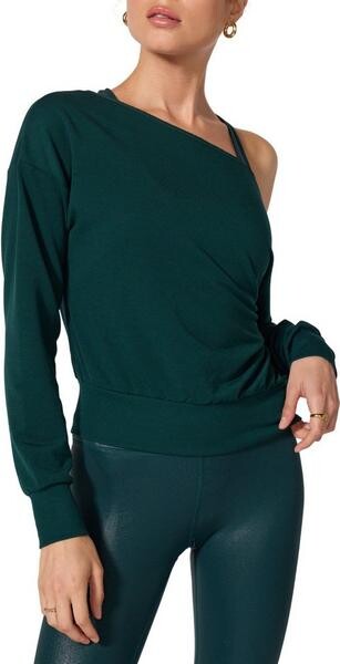 MPG Sport Women's Cozy Fleece Flashdance Crewneck Sweatshirt XSmall Pine