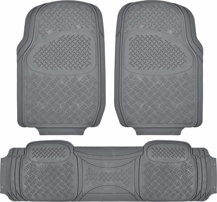 BDK MT-713-GR Diamond All-Weather Rubber Floor Mats for Car, SUV, and Truck, Trimmable, Heavy Duty