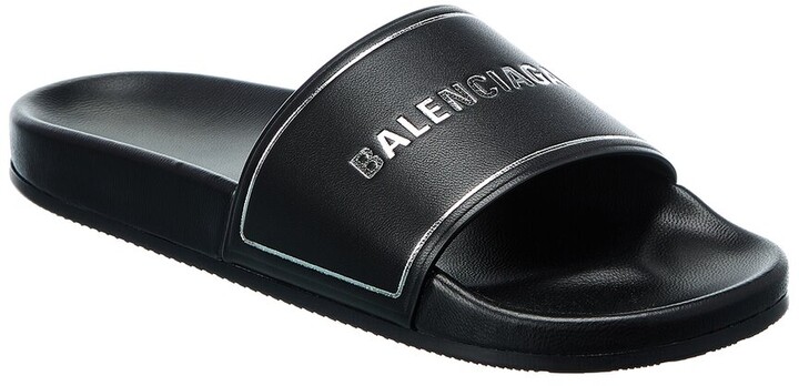 Balenciaga Piscine Logo Leather Slide - ShopStyle Sandals