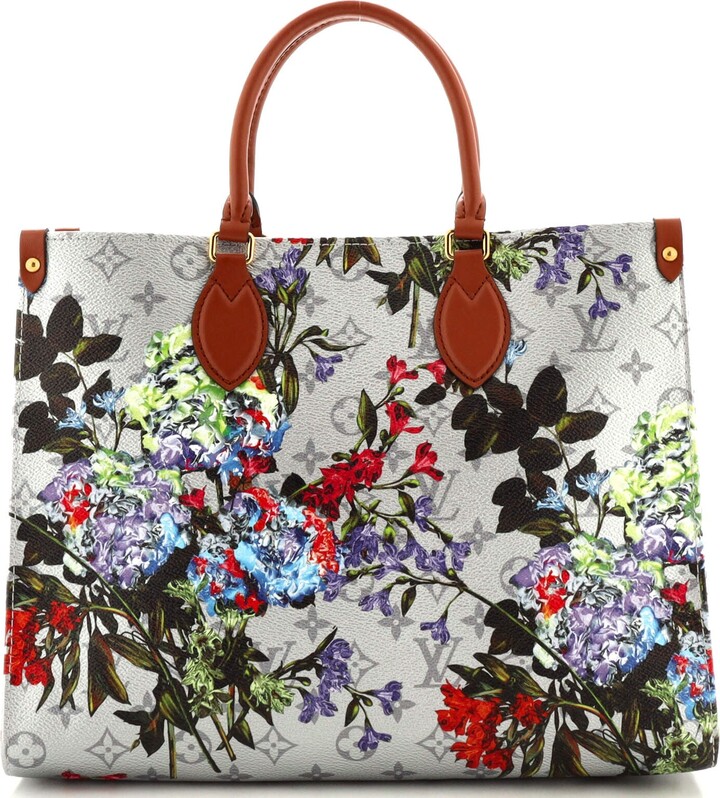 Louis Vuitton OnTheGo MM Floral Pattern Silver in Coated Canvas
