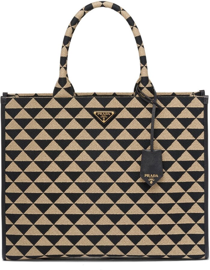 Prada Symbole triangle-pattern tote bag - ShopStyle