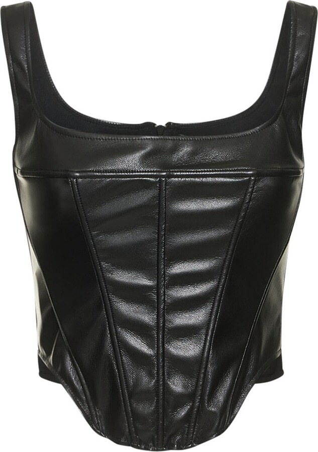 THE ANDAMANE Larissa faux leather corset top - ShopStyle