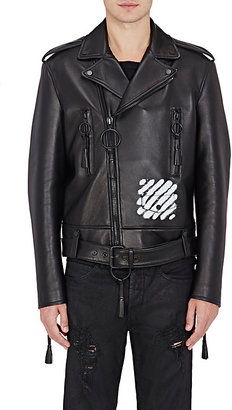 Off-White Men's Spray-Painted Leather Biker Jacket