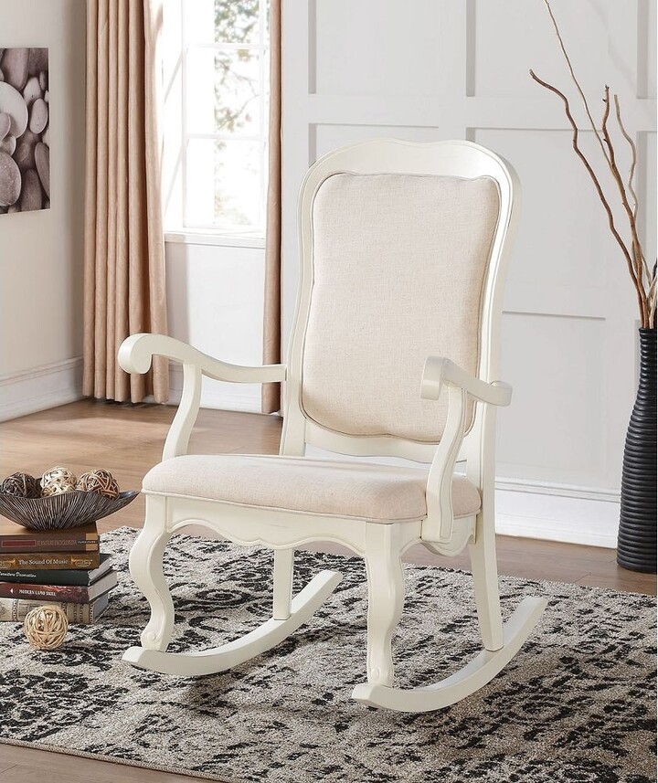 IGEMAN Elegant French Provincial Style Fabric Rocking Chair with ...