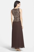 Thumbnail for your product : J Kara Embellished Bodice Chiffon Gown with Shawl
