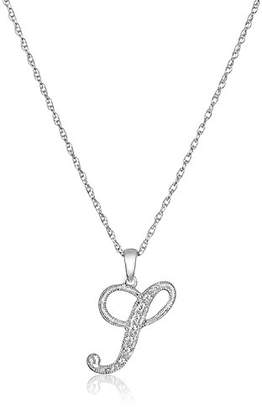 Sterling Initial I Diamond Pendant Necklace (0.02 cttw