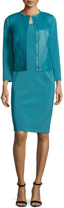 Lafayette 148 New York V-Neck Jersey Sheath Dress, Turquoise