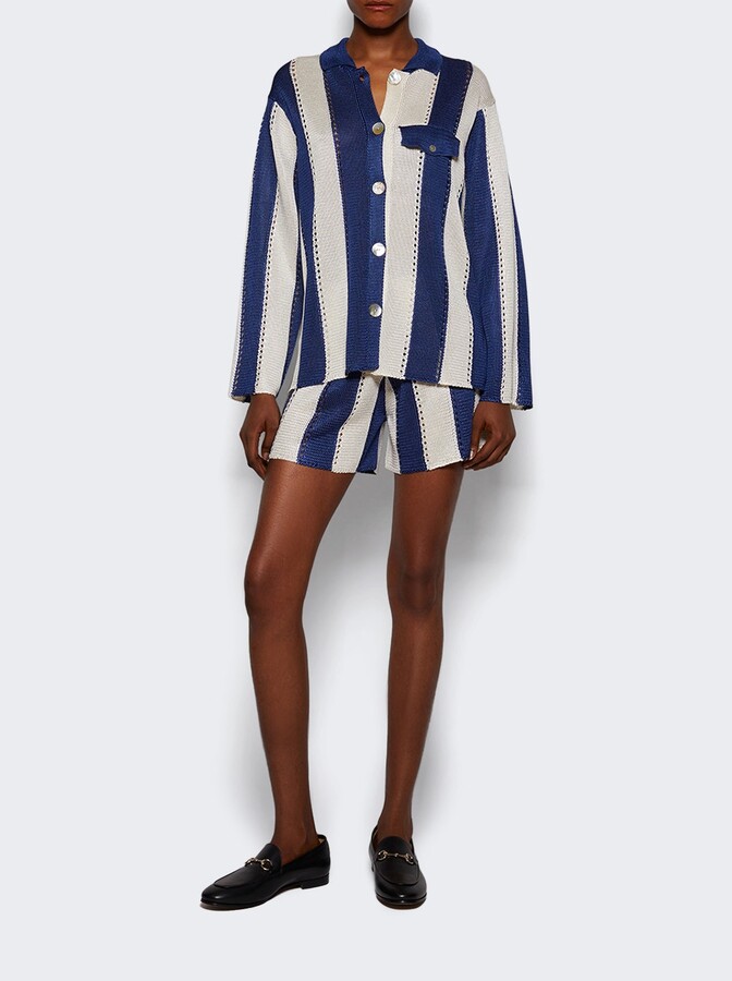 Calle Del Mar Cabana Stripe Short Navy And Natural