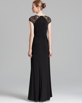 Thumbnail for your product : JS Collections Gown - Beaded Illusion Cap Sleeve Draped Jersey