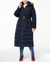 Thumbnail for your product : MICHAEL Michael Kors Size Belted Faux-Fur Hooded Maxi Down Coat