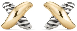 David Yurman 18kt yellow gold and sterling silver Petite X stud earrings