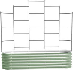 Vego Garden 17" Tall 6 In 1 Modular Metal Outdoor Raised Garden Bed With Trellis