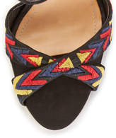 Thumbnail for your product : Schutz Embroidered Suede High Heel Sandal