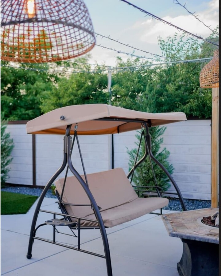 PHI VILLA 3 Person 750lbs Soft Cushioned Porch Swing Chair Glider Bench