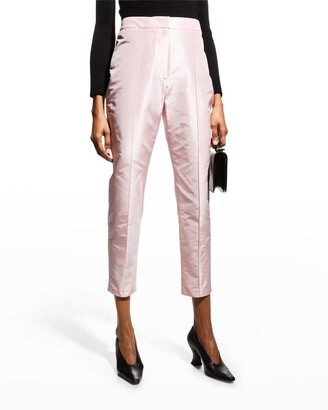 ivory silk cigarette pants