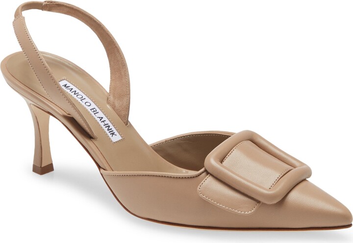 Manolo Blahnik Maysli Buckle Slingback Pointed Toe Pump