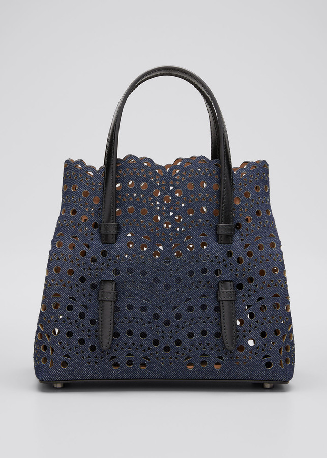 Alaia Mina Mini LaserCut Denim Tote Bag ShopStyle