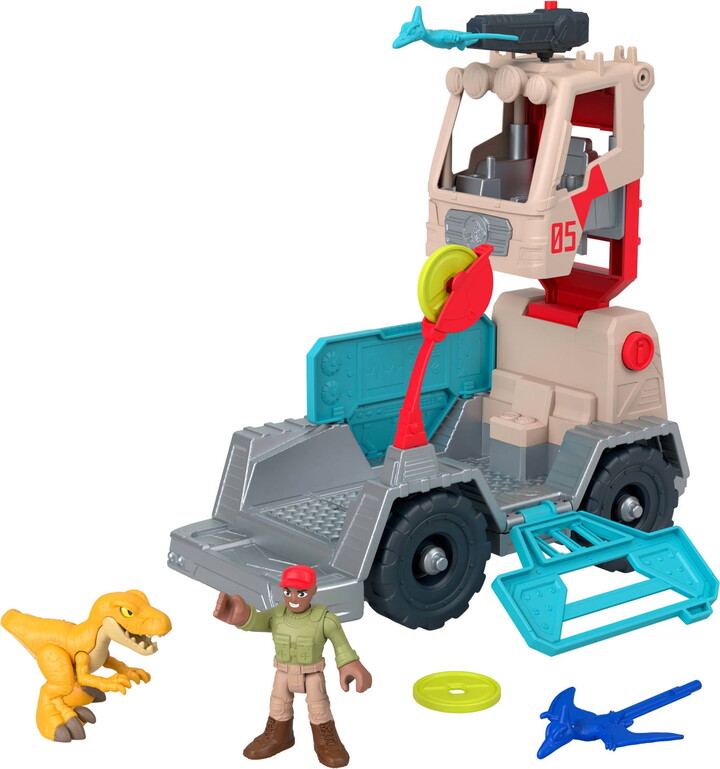 Imaginext Jurassic World Trek 'N Transform Toy Vehicle Play Set with Dinosaur, Figure & Projectile