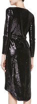 Thumbnail for your product : Halston Long-Sleeve Sequined Wrap Dress