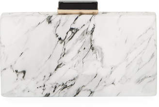 Neiman Marcus White Marble Faux-Leather Minaudiere Box Bag