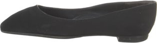 Manolo Blahnik Suede Flats Black Semi-Pointed Toes Designer