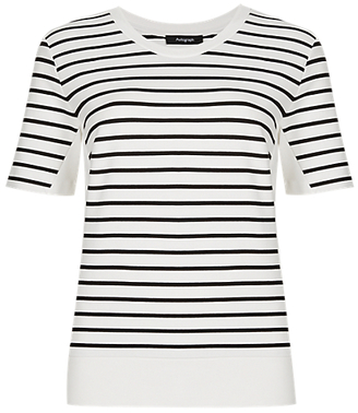 Autograph Side Panelled Striped Top