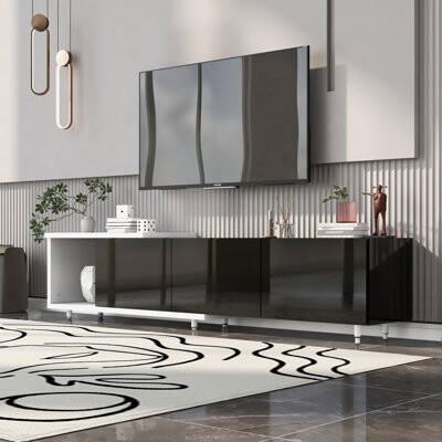 Moda Furnishings Modern Stylish TV Stand, TV Cabinet For 80+Inch TV