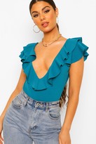 Thumbnail for your product : boohoo Crepe Ruffle Detail Bodysuit