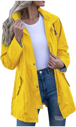 LOPILY Ladies Hooded Rain Jacket Womens Winter Casual Active Outdoor Rains Coat Full Zip Hoodie Flight Jacket