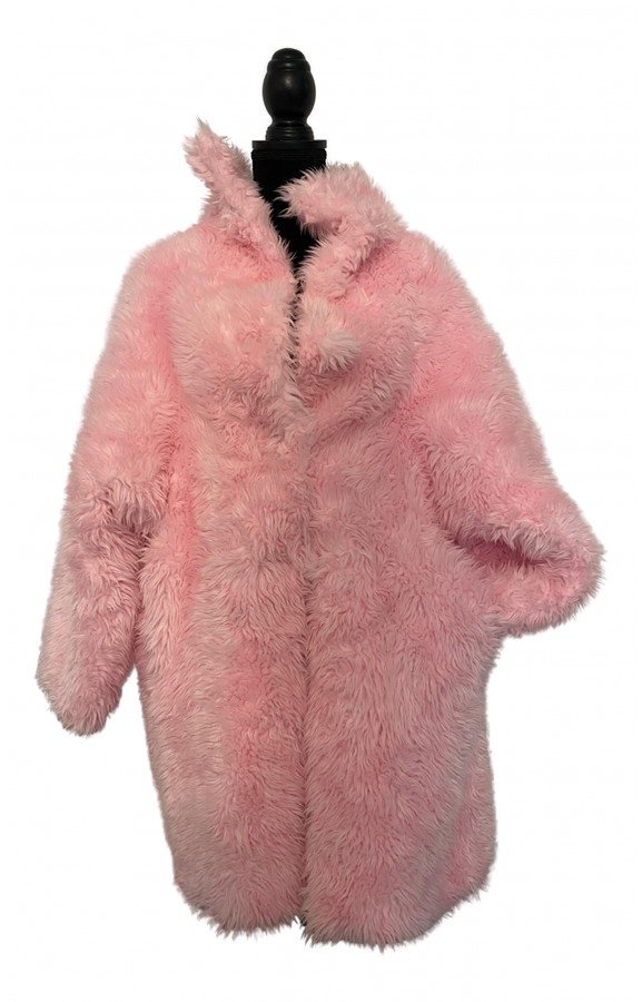 balenciaga pink fur coat