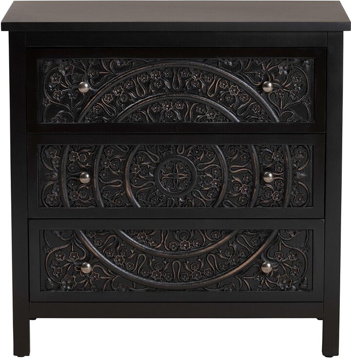 Baxton Studio Dnu Unprofitabaxton Studio Yelena Classic & Traditional 3-Drawer Storage Cabinet