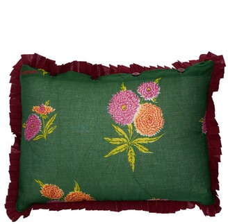 LISA CORTI Small Dhalia Design Dark Green Cushion