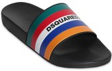 Thumbnail for your product : DSQUARED2 Logo Stripes Rubber Slide Sandals